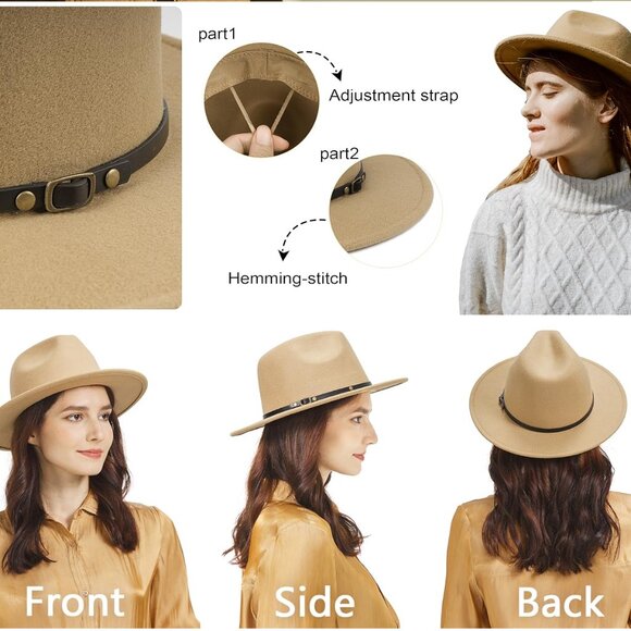 Zylioo XS/S Felt Fedora Hat for Men, Women - Great for festivals, concerts, etc. - Picture 8 of 9